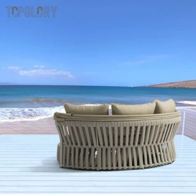 Wholesale Modern Outdoor Home Hotel Garden Furniture Round Daybed Cabana Gazebo Sofa Bed Sunbed