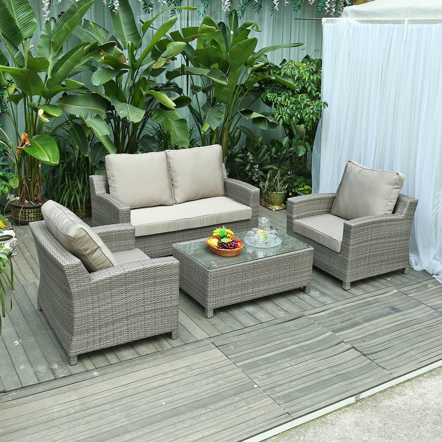 Patio Furniture Outdoor Sofa Set Two Seaters Wicker Single Chair Outdoor Rattan Sofa Set