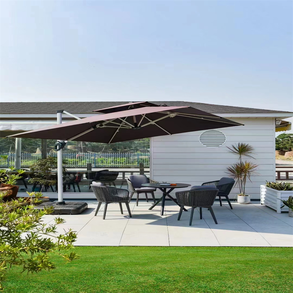 Aluminum Beach Swimming Pool Garden Umbrella Outdoor Sun Umbrella for Restaurant Waterproof Polyester Durable Outdoor Furniture