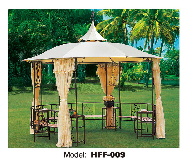 Outdoor event sun shade Gazebos 3x3m Arbours Outdoor Canvas Hexagon Gazebo Pagoda Tent With Side Curtain