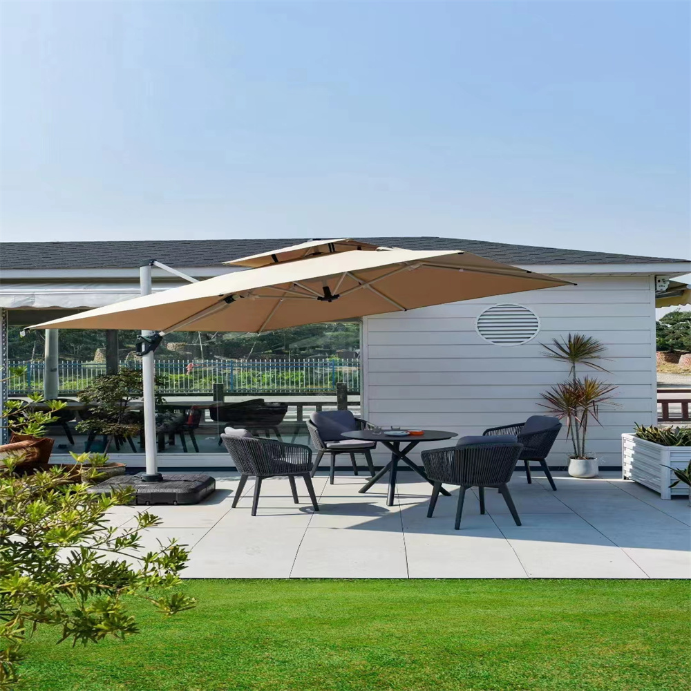 Aluminum Beach Swimming Pool Garden Umbrella Outdoor Sun Umbrella for Restaurant Waterproof Polyester Durable Outdoor Furniture