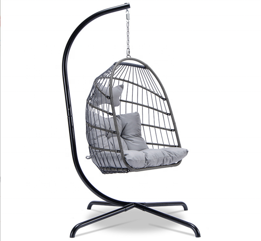 Leisure Egg Chair Folding Hanging Chair Fold Balcony hanging Rattan Free Standing Swing chairs