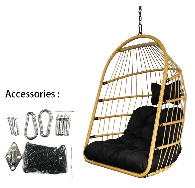 Leisure Egg Chair Folding Hanging Chair Fold Balcony hanging Rattan Free Standing Swing chairs