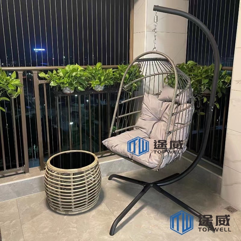 Leisure Egg Chair Folding Hanging Chair Fold Balcony hanging Rattan Free Standing Swing chairs