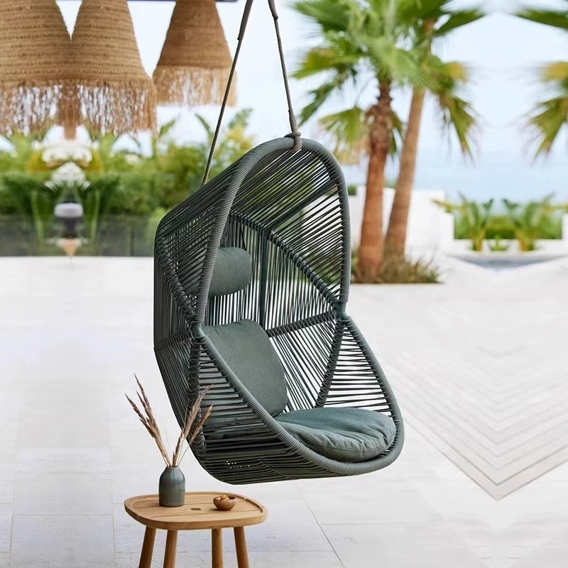 Outdoor Aluminum Patio Swings Hanging Chairs Rattan Wicker Swing chair Leisure Balcony hanging chair