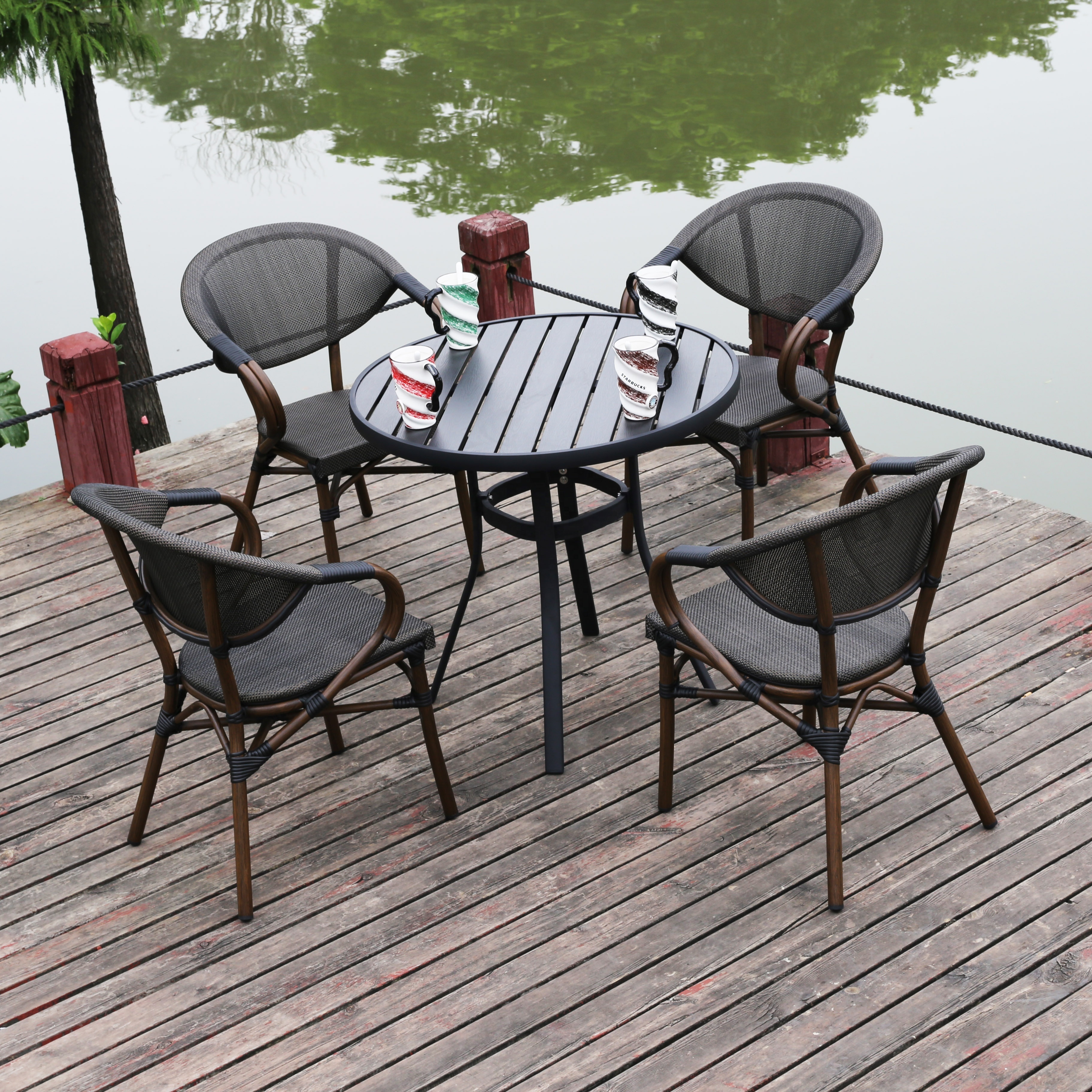 Outdoor Tables outdoor table And Chair Set With Umbrella Hole Dining Round table and chair set