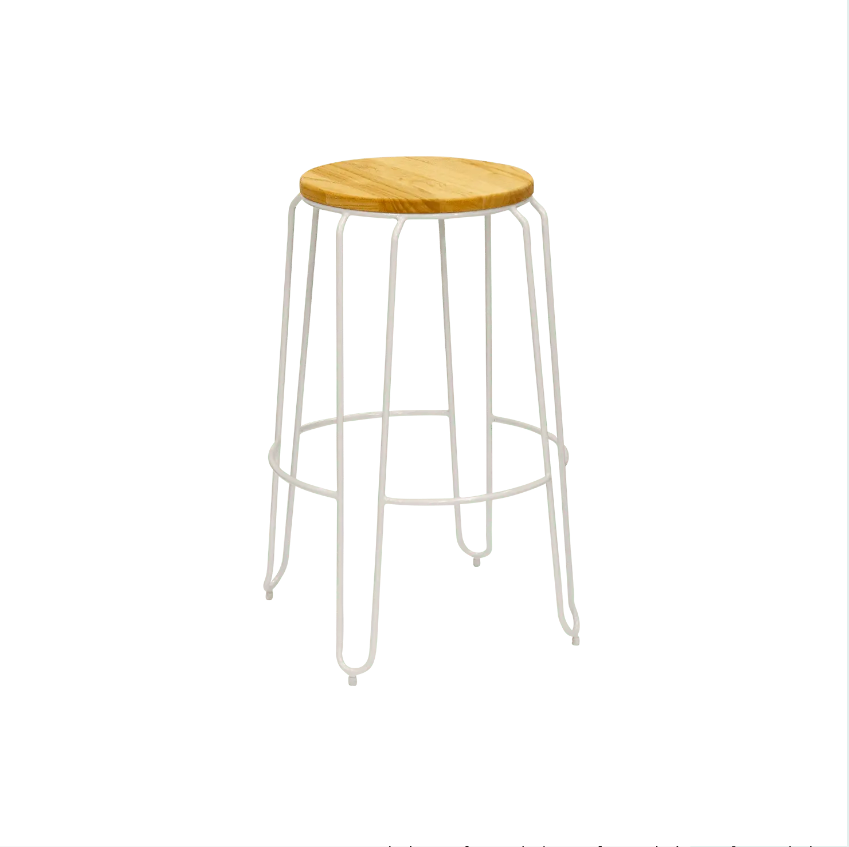 Nature wooden bar stool fashion metal bar chairs Bistro High Top Stool armless morden Solid wood metal bar chair