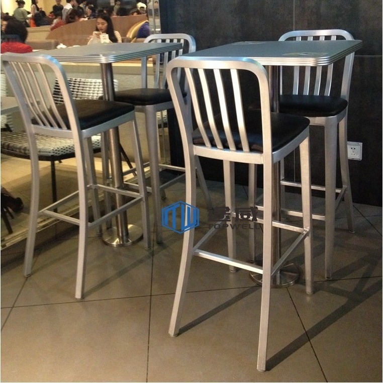 Outdoor Aluminum Bar chair Model Bistro Used High Bars And Restaurants Bar Stool High Chair Navy patio stool