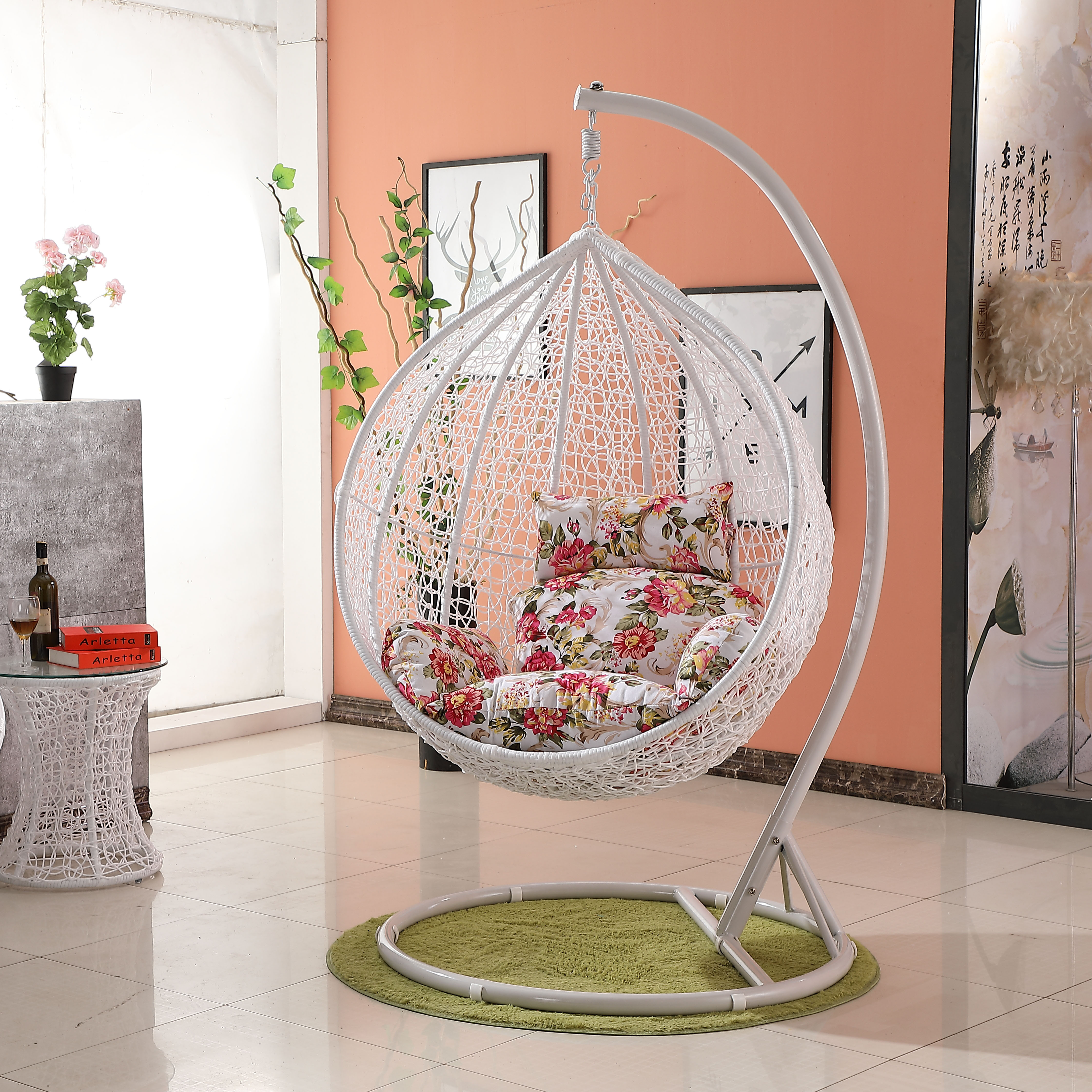 Modern Style Rattan Swing Hanging Chair Single Seater Balcony hang swing egg chair Rattan Free Standing Swing chairs