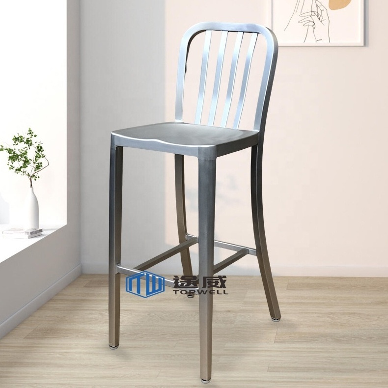 Outdoor Aluminum Bar chair Model Bistro Used High Bars And Restaurants Bar Stool High Chair Navy patio stool