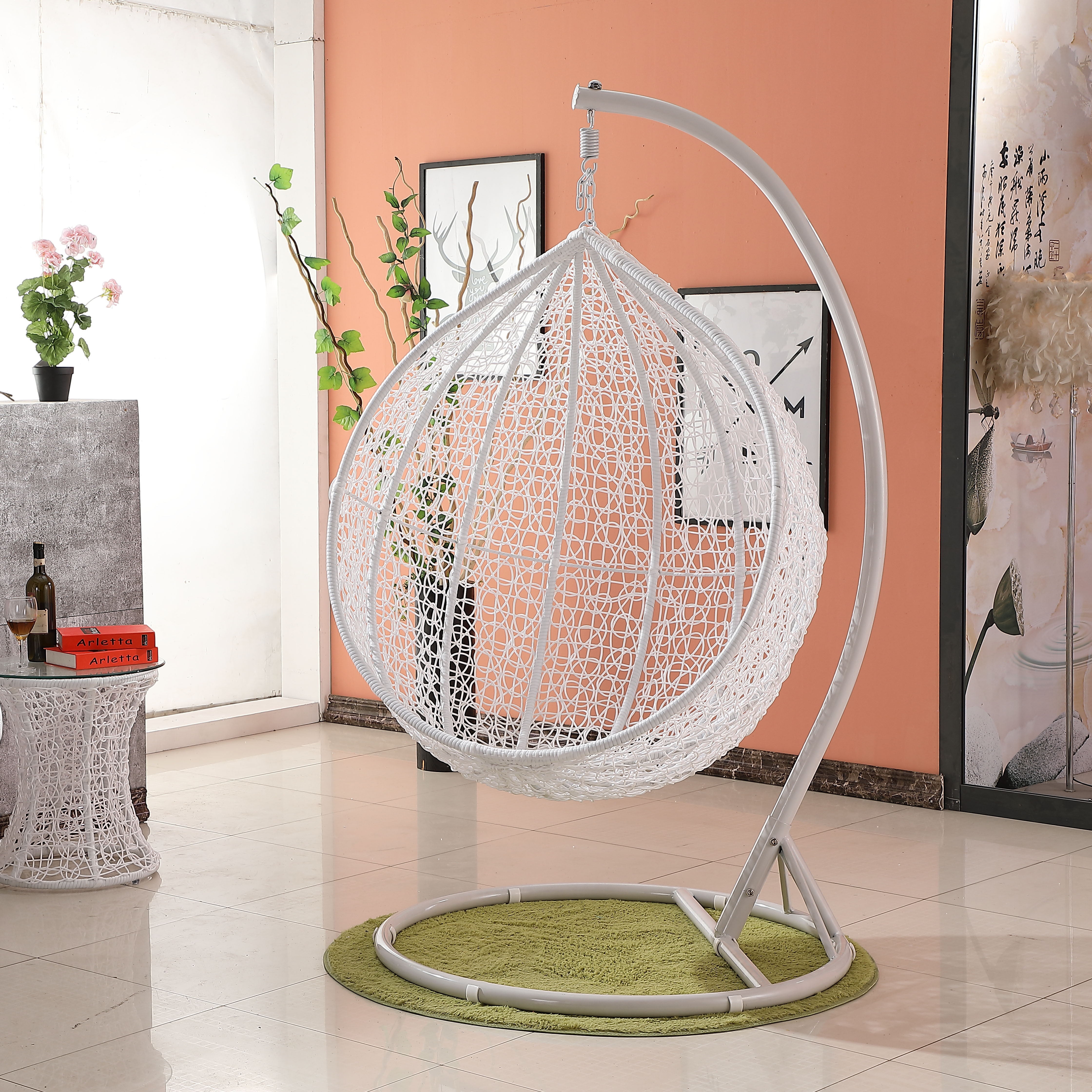 Modern Style Rattan Swing Hanging Chair Single Seater Balcony hang swing egg chair Rattan Free Standing Swing chairs