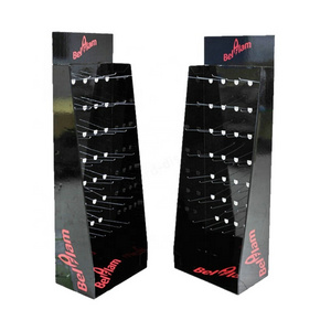 Custom Retail Cardboard Floor Hook Display OEM Printing Corrugated Cardboard Display With Hooks