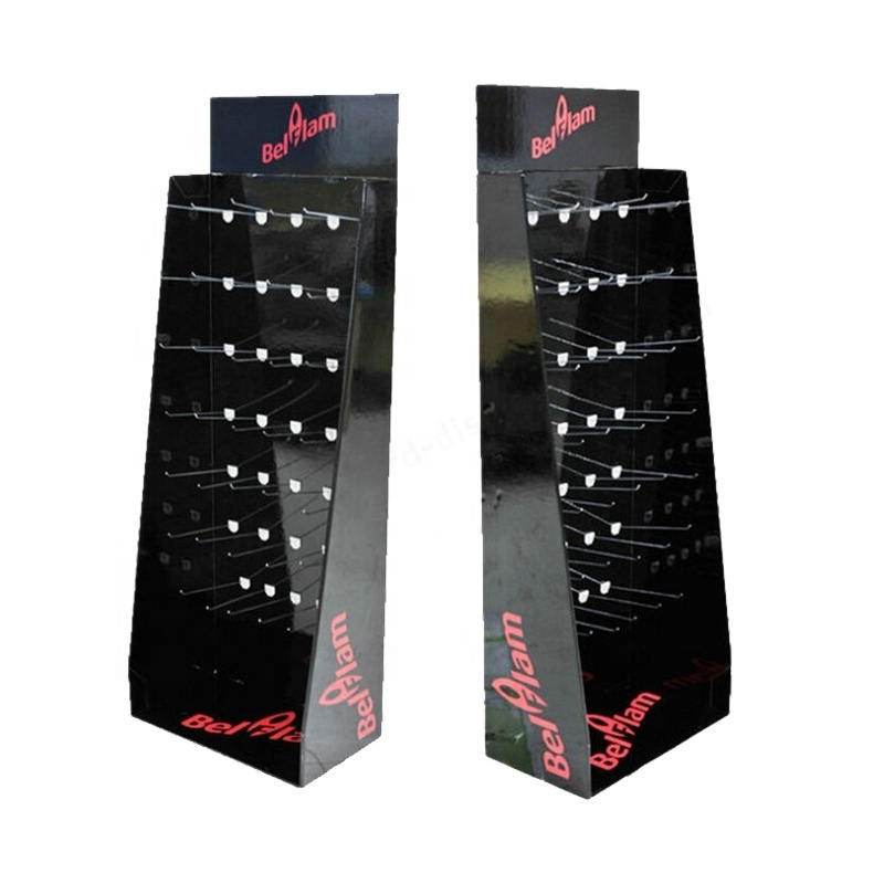 Custom Retail Cardboard Floor Hook Display OEM Printing Corrugated Cardboard Display With Hooks