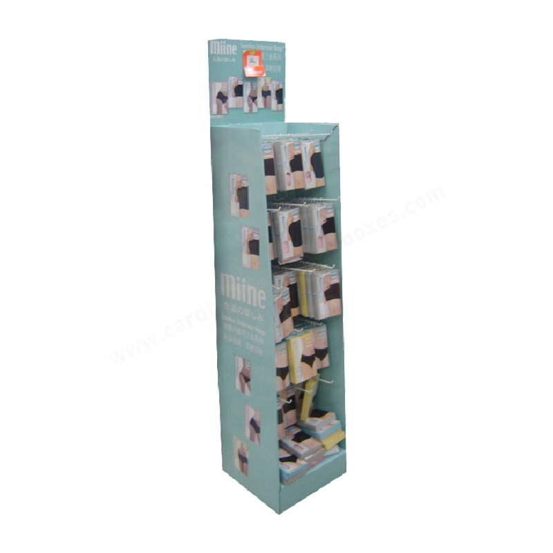 Custom Retail Cardboard Floor Hook Display OEM Printing Corrugated Cardboard Display With Hooks