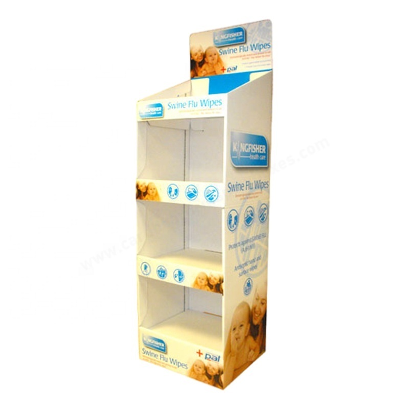 Customized Paper Floor Stand CMYK Printing Retail Skin Care Products Cardboard Floor Display Shelf