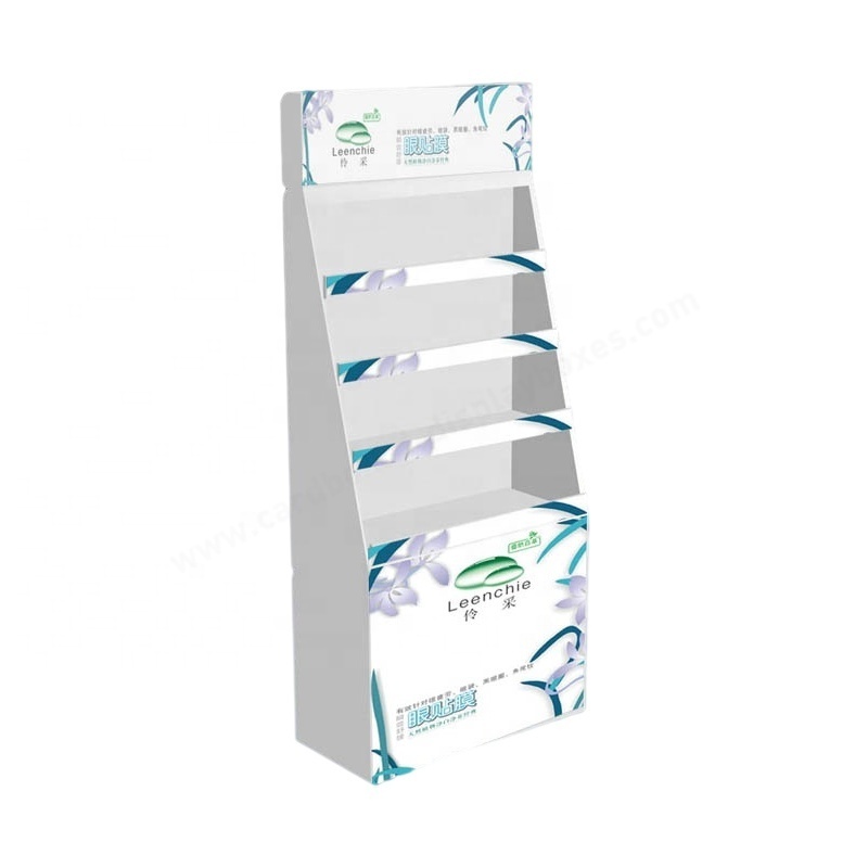 Customized Paper Floor Stand CMYK Printing Retail Skin Care Products Cardboard Floor Display Shelf