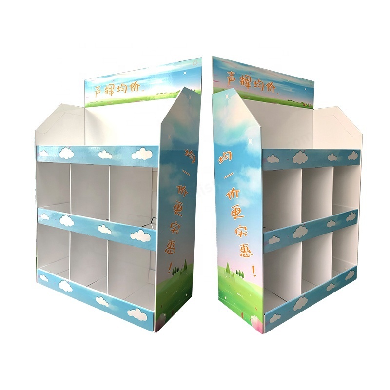 Supermarket POS Cardboard Carton Paper Floor Display Custom Corrugated Shirt Floor Display Stand