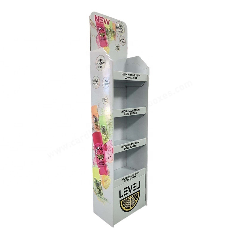 Custom Printing POP Corrugated Floor Drink Stand Retail Beverages FSDU Cardboard Floor Display Shelf