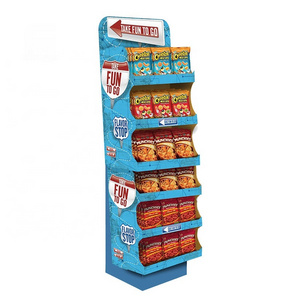 POP Customized Colorful Printing Supermarket Promotion Cardboard Snack Display Shelf