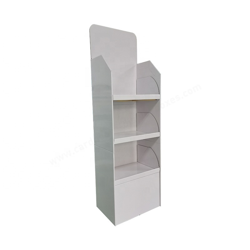 Custom Made 3 Tier POP Floor Stand Foldable Cardboard Paper Floor Display Shelf Stand