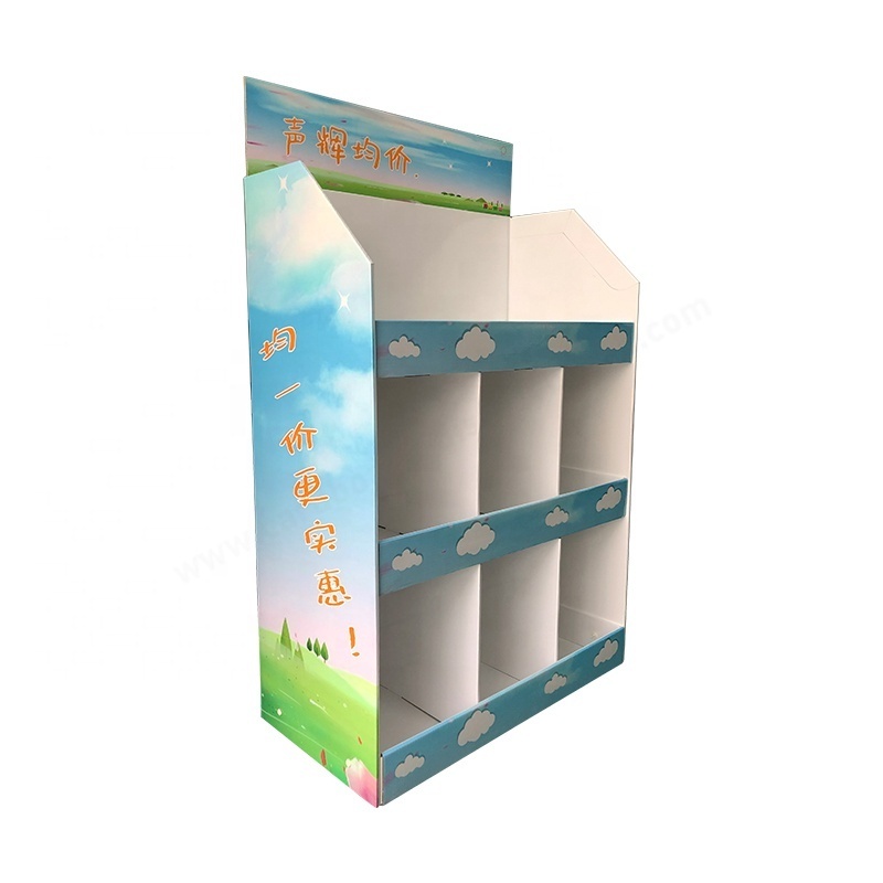 Supermarket POS Cardboard Carton Paper Floor Display Custom Corrugated Shirt Floor Display Stand