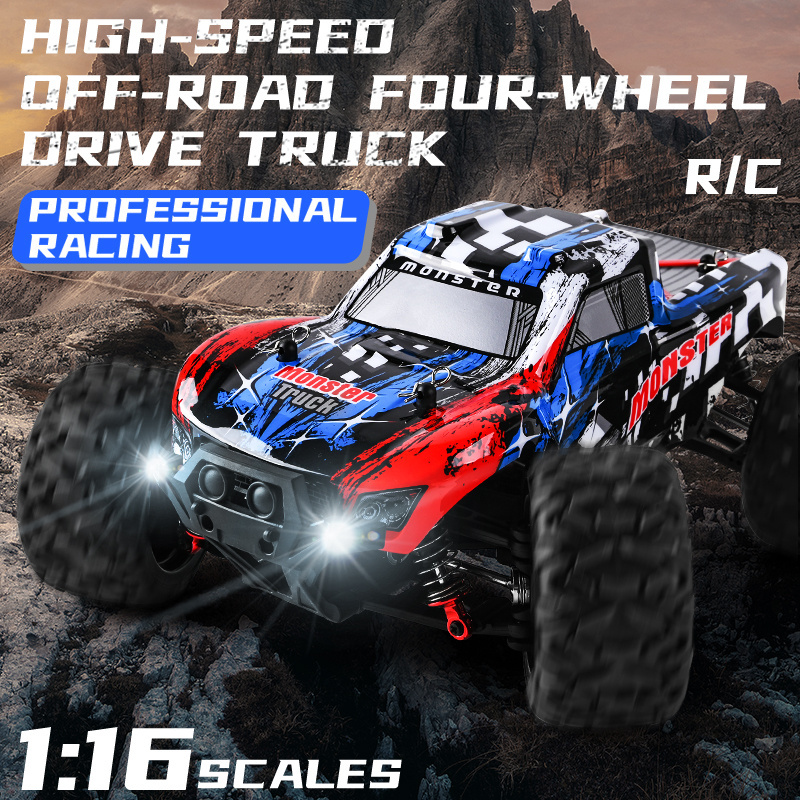 RC Truck 1/16 High Speed Racing Car 24MPH 4WD Off-Road Waterproof Vehicle 2.4Ghz Radio Remote Control Monster Truck Dune Buggy H