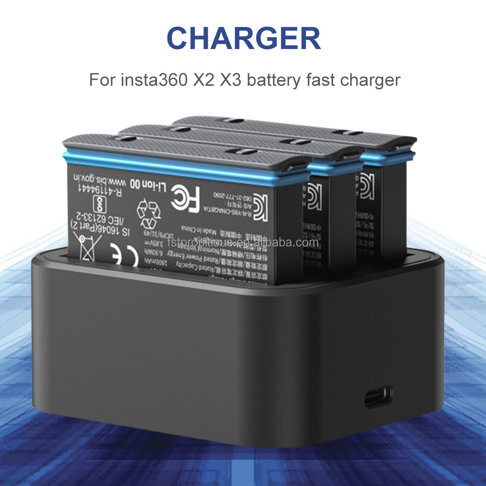 For Insta360 Battery Fast Charger Hub 1800MAH Original Power Accessories For Insta 360 X2 X3 ONE Action Camera Charging Stand