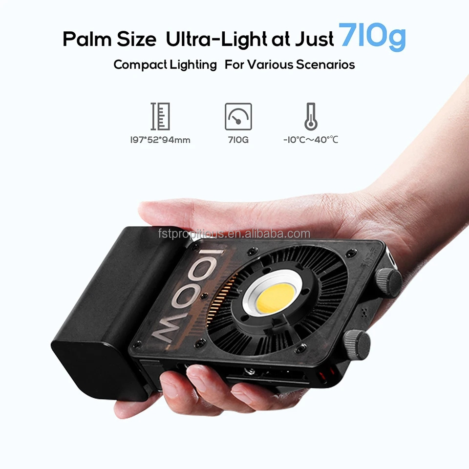 Zhiyun CINEPEER CX100 100W light in palm size Color temperature control, brightness adjustment PD/DC Power Supply 2700K-6500K