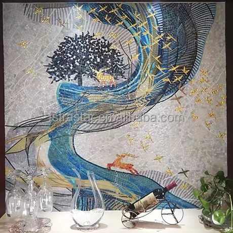 High quality delicate and beautiful glass Mosaic wall murals for house hotel  decoration