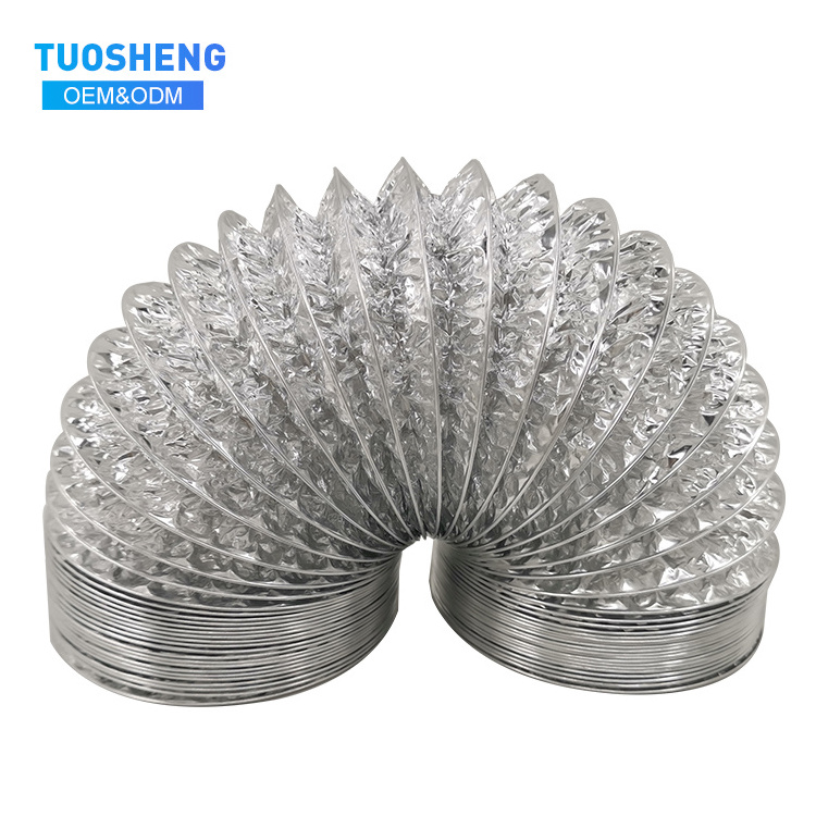 TUOSHENG Customized Size Indoor Exposed Ventilation Air Duct Hose Aluminum Foil Flexible Tube