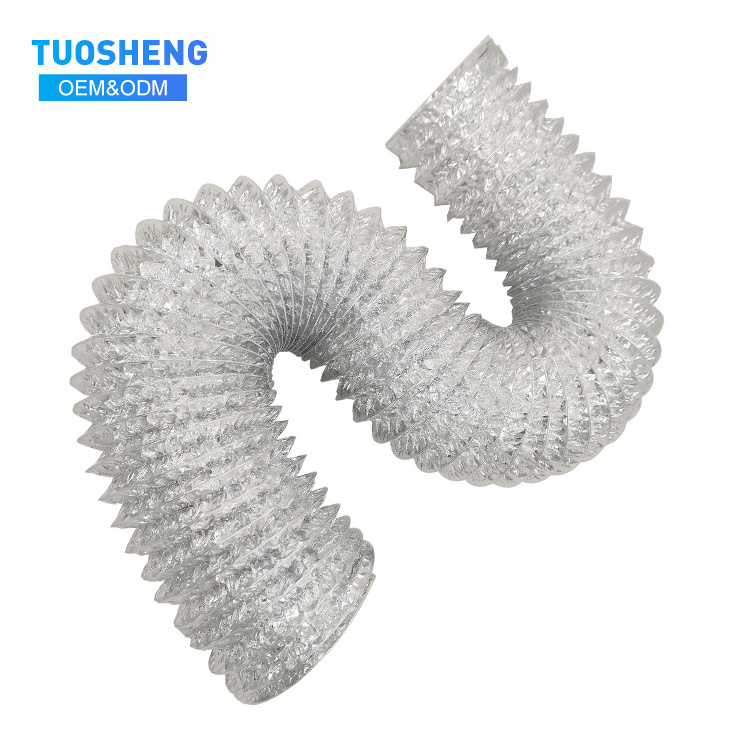 TUOSHENG Customized Size Indoor Exposed Ventilation Air Duct Hose Aluminum Foil Flexible Tube