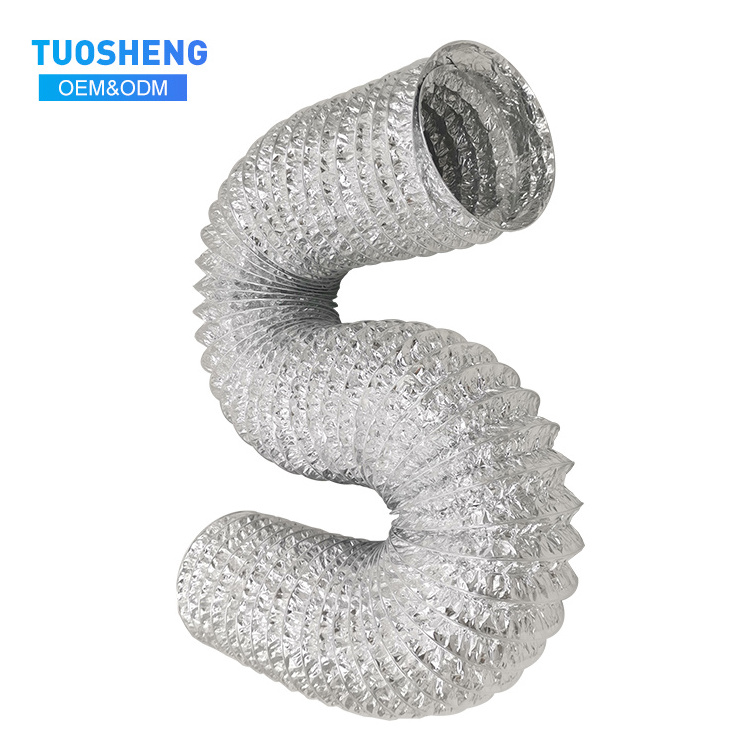 TUOSHENG Customized Size Indoor Exposed Ventilation Air Duct Hose Aluminum Foil Flexible Tube