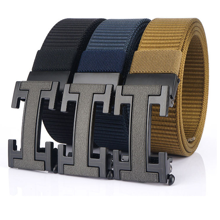 Classic Luxury Men's H-shaped Automatic Buckle Belt Fashion Business trendy fashion silver metal waist belt