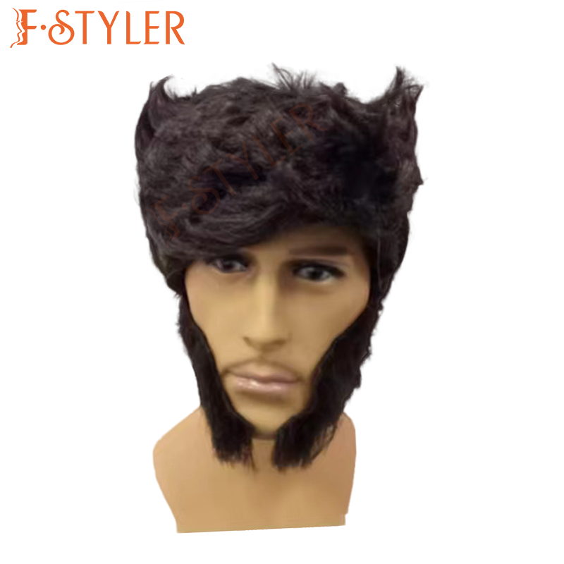 FSTYLER  men's short  brown wigs Halloween Carnival Wigs HotSale wholesale sale Factory Customize Partysynthetic cosplay wigs