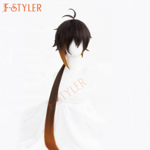 Zhongli Genshin Impact Geo Archon Morax Genshin Impact cosplay Costumes Synthetic Halloween Party Wigs Hair