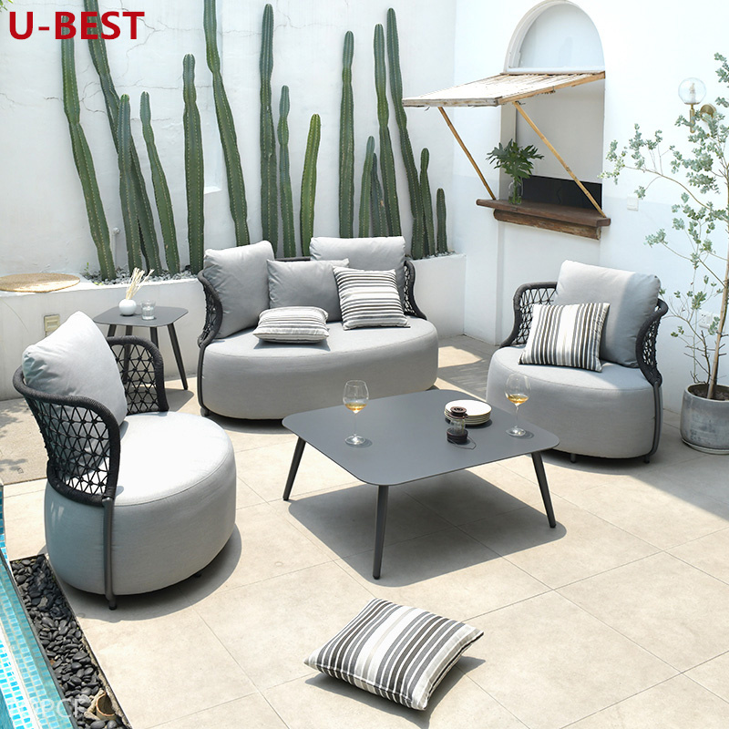 Outdoor Wicker Rattan Furniture Patio Sofa Couch Loveseat Seating Set Garden Outside Rattan Divano Furniture Exterior Posti