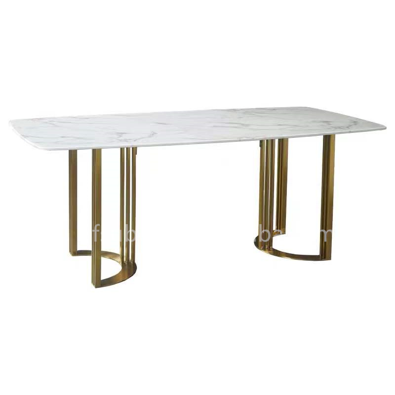 Modern natural marble dining tables Modern Rectangular stainless steel large apartment dining table