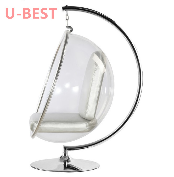 U-BEST China Living Room Clear Indoor Hanging Acrylic Bubble Arm Clear Acrylic Bubble Ball Chair With Stand