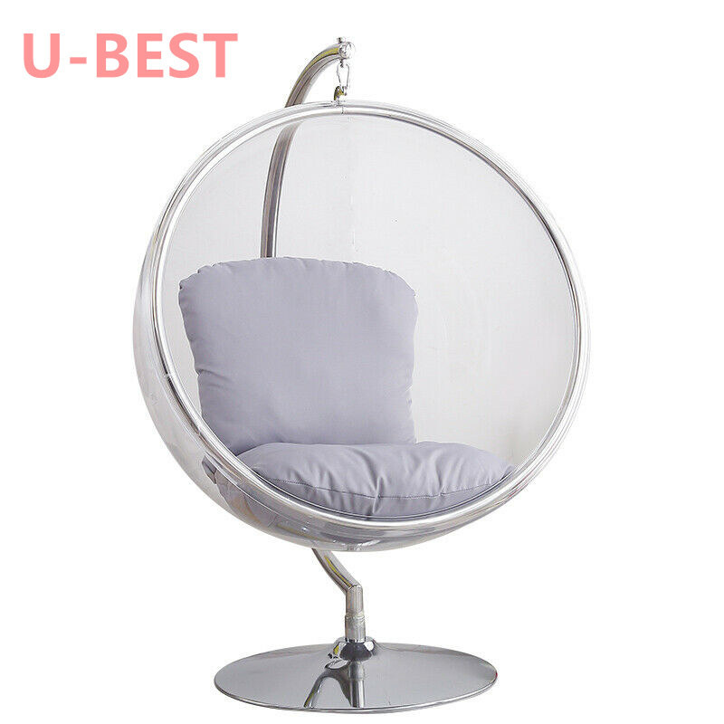 U-BEST China Living Room Clear Indoor Hanging Acrylic Bubble Arm Clear Acrylic Bubble Ball Chair With Stand