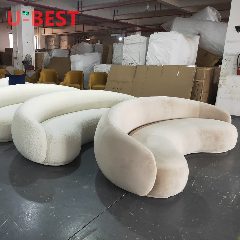 U-BEST Designer Julep Sofa Sectional 3 Seater Sofa Modern White Lamb Wool Velvet Living Room Furniture