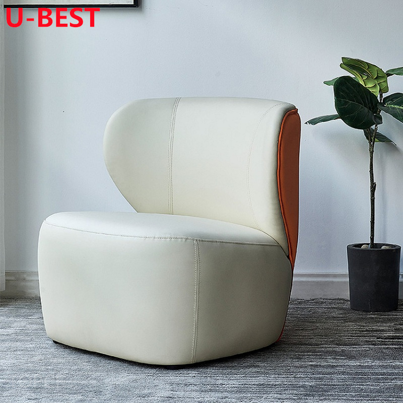 U-Best Italian Nordic Style Leather Single Leisure Chair  Designer Chair Cadeira Chaises Silla Sillones Living Room Poltrona