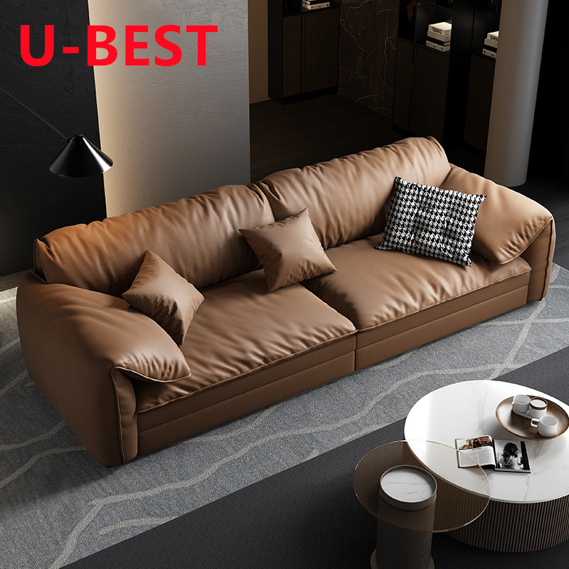 U-BESTU-BEST Winforce Elephant Ears Living Room Sofa Set Couch Velvet Modern Sofa Genuine Leather Futon Italian Luxury Sofa