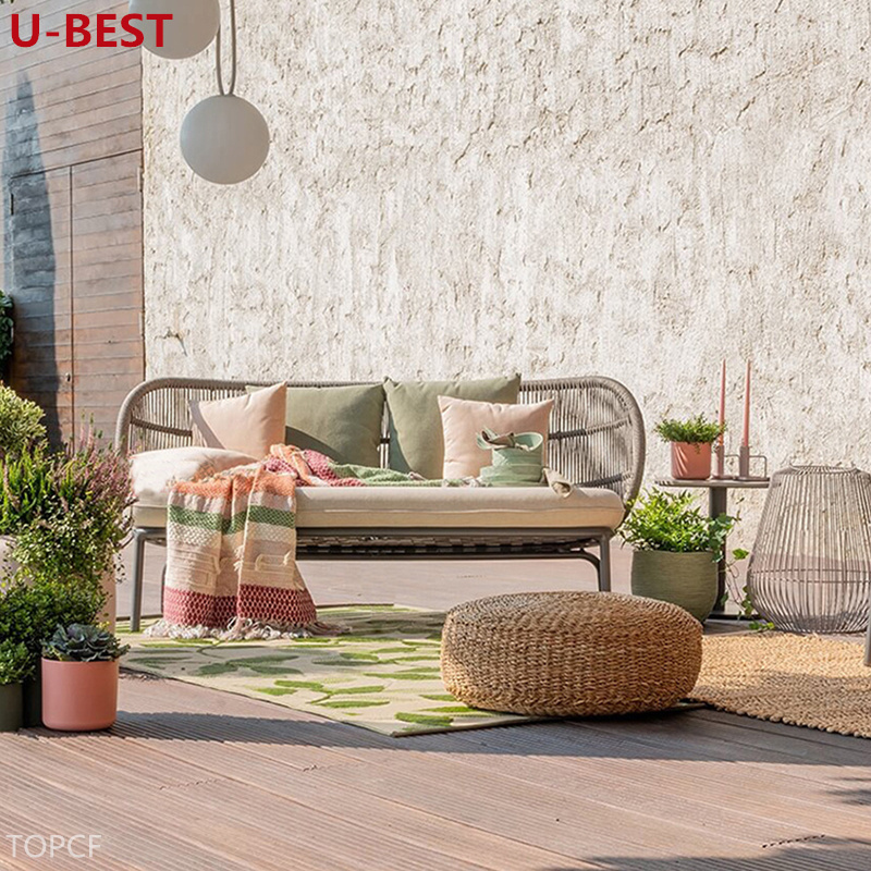 Round Wicker Sofa Furniture Outdoor Garden Rattan Sofa Set Patio Sofa Couch Loveseat Seating Outside Rattan Divano Furniture