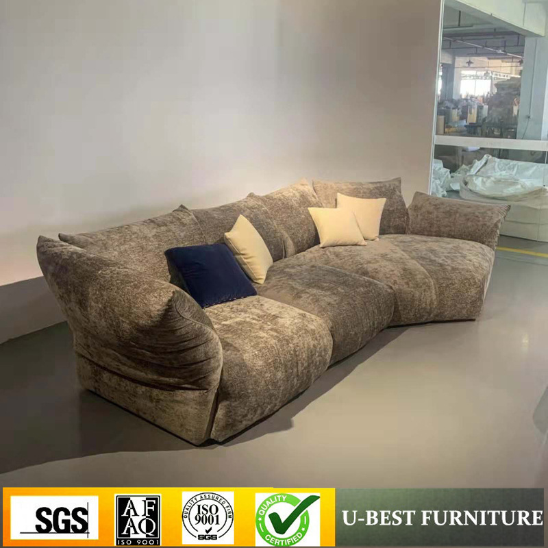 U-BEST Custom Made Italian Minimalism Design Sofa Furniture Colorful Velvet Fabric 3 Seater Living Room Sectional Sofa