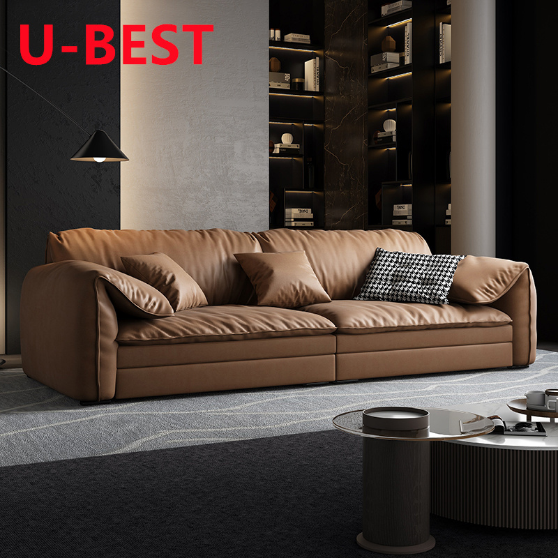 U-BESTU-BEST Winforce Elephant Ears Living Room Sofa Set Couch Velvet Modern Sofa Genuine Leather Futon Italian Luxury Sofa