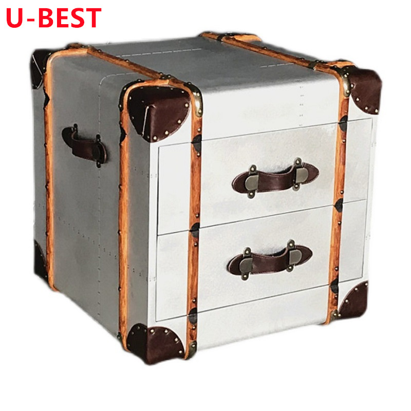 U-BEST Industrial Cube Hand Wheel Brushed Black Retro Night Coffee Table Living Room Furniture Side Table Retro Night Stand