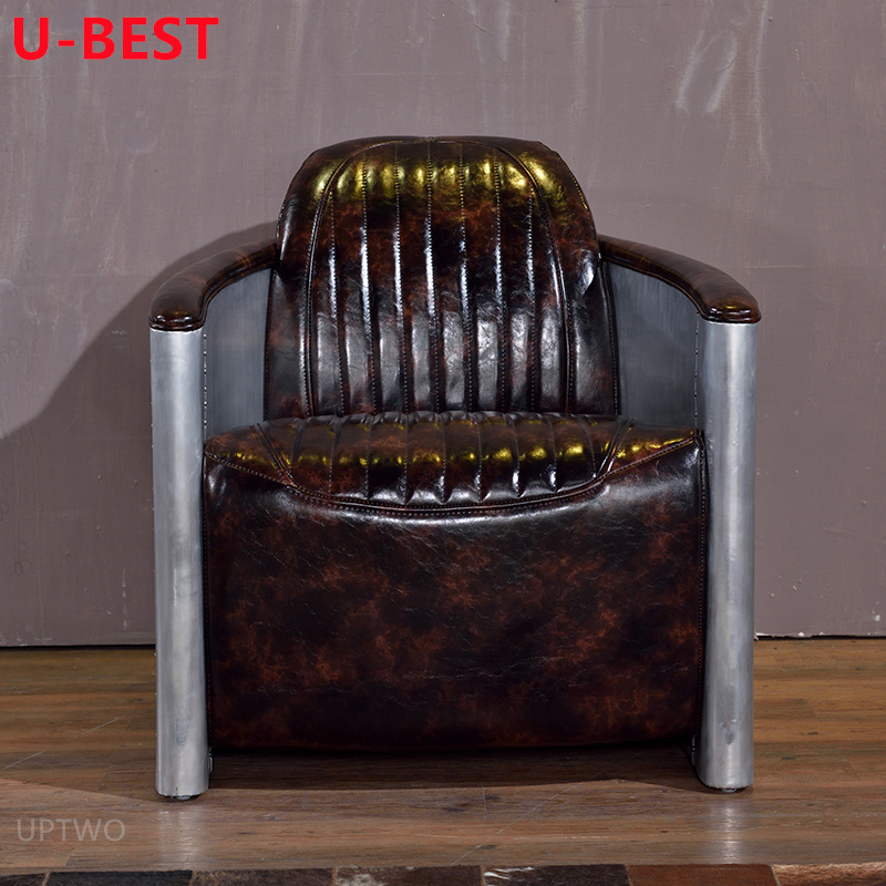 U-Best Loft Industrial Retro Antique Armchair Vintage Aluminium Aviator Tomcat Chair Display Furniture Blunts Cigar