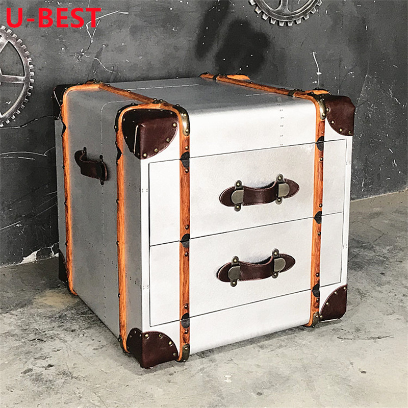 U-BEST Industrial Cube Hand Wheel Brushed Black Retro Night Coffee Table Living Room Furniture Side Table Retro Night Stand