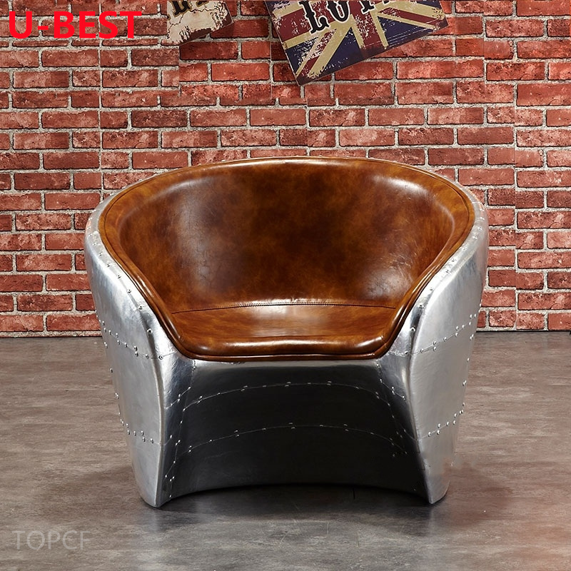 U-Best Spitfire Leather Aluminium Vintage Aviation  Design Chair Cadeira Chaises Silla Sillones Stuhl Krzeslo Living Room