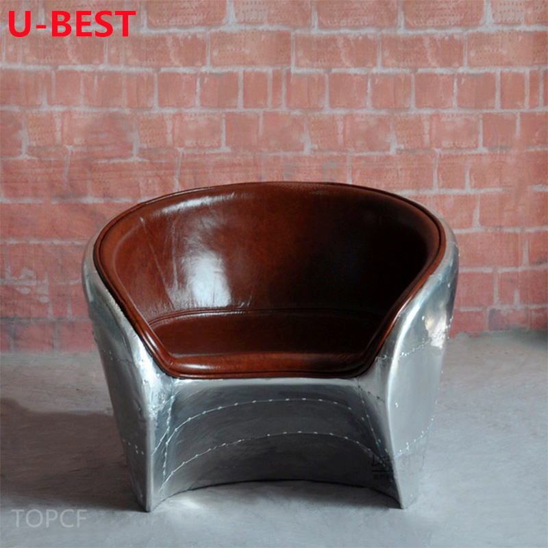 U-Best Spitfire Leather Aluminium Vintage Aviation  Design Chair Cadeira Chaises Silla Sillones Stuhl Krzeslo Living Room